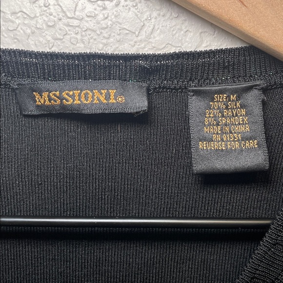 Mssioni Black Women's Silk Blend Knit Cardigan with Beaded Trim M - Picture 3 of 6